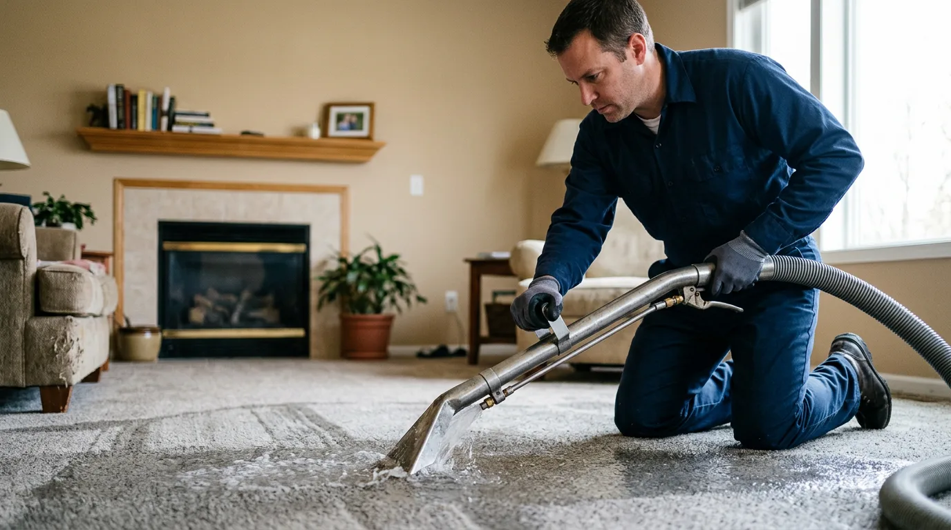 Water damage restoration technician working near Thompson, CT